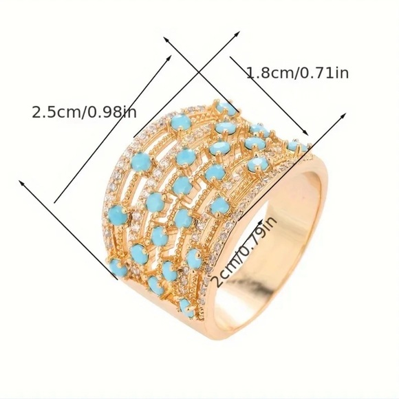 Elegant Gold and Blue Women's Ring - Picture 7 of 8